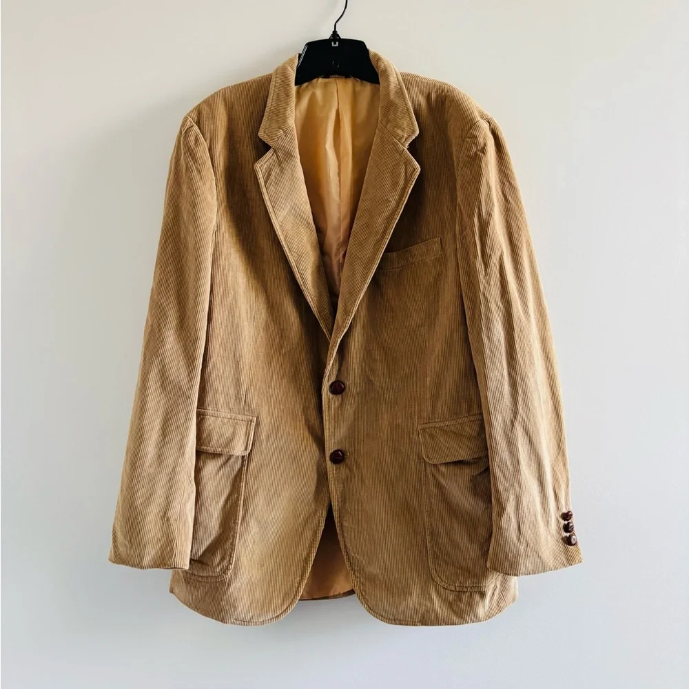 Unbranded Mens VTG Blazer Sport Coat Tan Corduroy 2 Button 42L Western Preppy